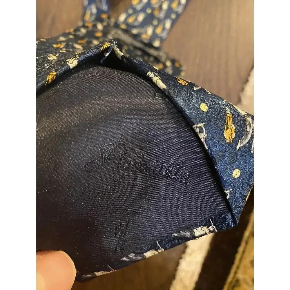 LAVORAZIONE ARTIGIANA pura seta Golf Blue Italy Men's Silk Neck Tie New NWOT - Picture 4 of 6